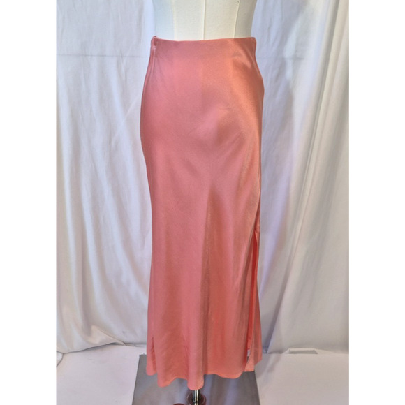 Rails Womens Designer Coral Satin Maya Midi Skirt XS Side Slit - Picture 3 of 8